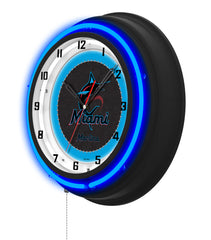 Miami Marlins Black Case Neon Clock