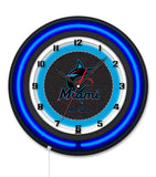 Miami Marlins Black Case Neon Clock