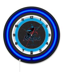 Miami Marlins Black Case Neon Clock