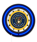 Milwaukee Brewers Black Case Neon Clock