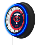 Minnesota Twins Black Case Neon Clock