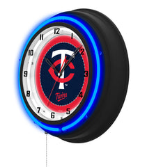 Minnesota Twins Black Case Neon Clock