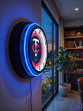 Minnesota Twins Black Case Neon Clock
