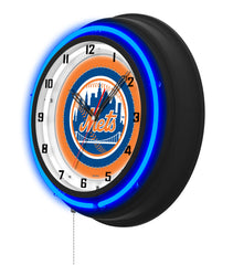 New York Mets Black Case Neon Clock