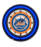 New York Mets Black Case Neon Clock