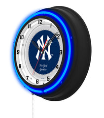 New York Yankees Black Case Neon Clock