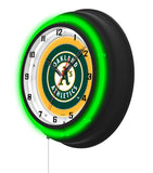 Oakland Athletics Black Case Neon Clock