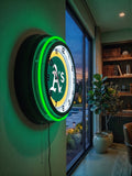 Oakland Athletics Black Case Neon Clock