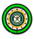 Oakland Athletics Black Case Neon Clock