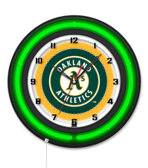 Oakland Athletics Black Case Neon Clock