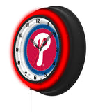 Philadelphia Phillies Black Case Neon Clock