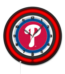 Philadelphia Phillies Black Case Neon Clock