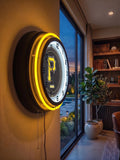 Pittsburgh Pirates Black Case Neon Clock