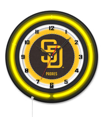 San Diego Padres Black Case Neon Clock