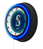 Seattle Mariners Black Case Neon Clock