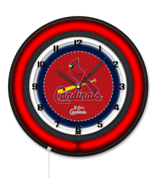 St. Louis Cardinals Black Case Neon Clock