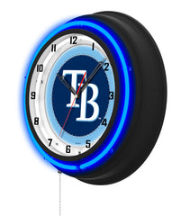 Tampa Bay Rays Black Case Neon Clock