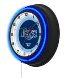 Tampa Bay Rays Black Case Neon Clock