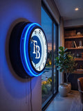Tampa Bay Rays Black Case Neon Clock