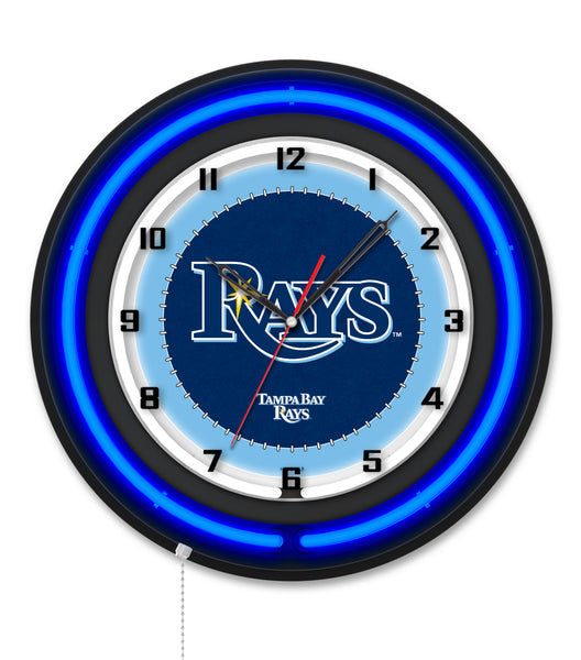 Tampa Bay Rays Black Case Neon Clock