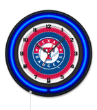 Texas Rangers Black Case Neon Clock