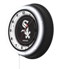 Chicago White Sox Black Case Neon Clock