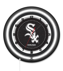 Chicago White Sox Black Case Neon Clock