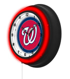 Washington Nationals Black Case Neon Clock