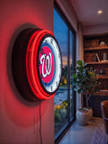 Washington Nationals Black Case Neon Clock