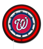 Washington Nationals Black Case Neon Clock