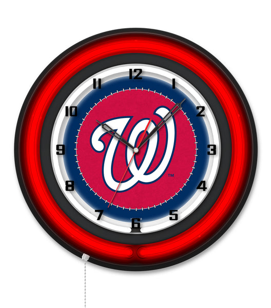 Washington Nationals Black Case Neon Clock