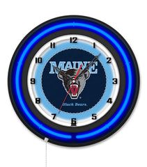 University of Maine Black Case Neon Clock