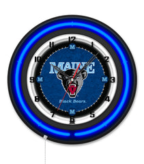 University of Maine Black Case Neon Clock