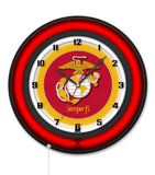 United States Marine Corps (Red/Yellow) Black Case Neon Clock