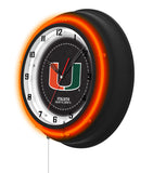 University of Miami (FL) Black Case Neon Clock