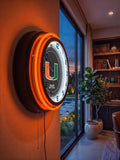 University of Miami (FL) Black Case Neon Clock