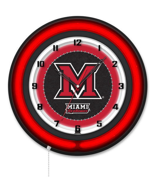 Miami University (OH) Black Case Neon Clock