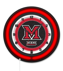 Miami University (OH) Black Case Neon Clock