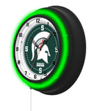 Michigan State University Black Case Neon Clock