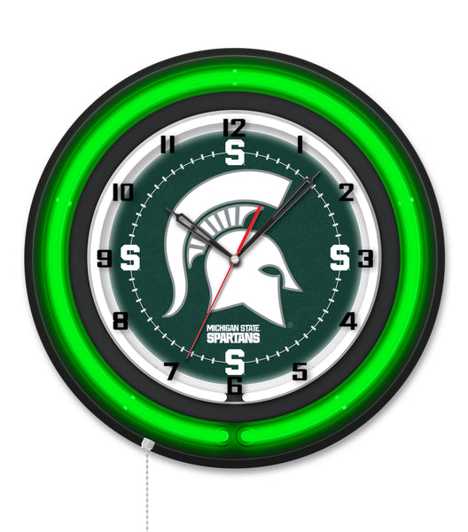 Michigan State University Black Case Neon Clock