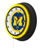 University of Michigan Black Case Neon Clock