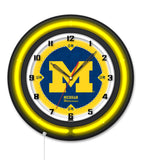 University of Michigan Black Case Neon Clock