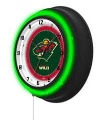 Minnesota Wild Black Case Neon Clock