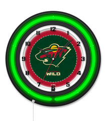 Minnesota Wild Black Case Neon Clock