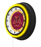 University of Minnesota Black Case Neon Clock