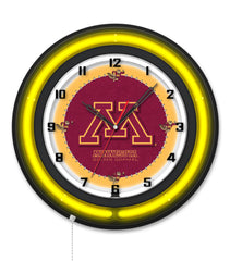 University of Minnesota Black Case Neon Clock