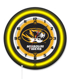 University of Missouri Black Case Neon Clock