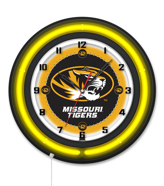 University of Missouri Black Case Neon Clock