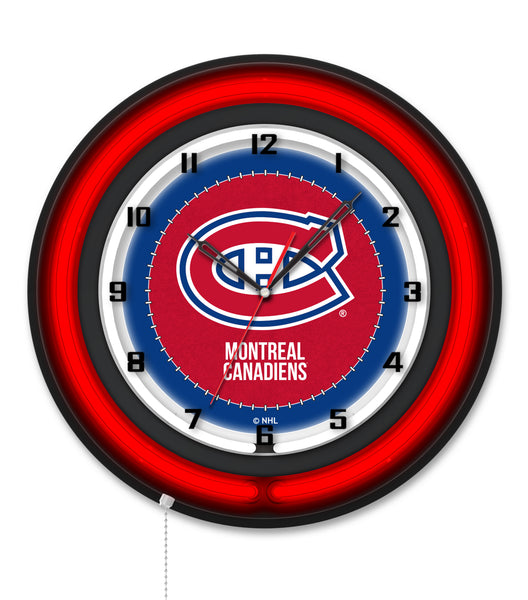 Montreal Canadiens Black Case Neon Clock