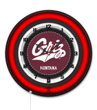 University of Montana 19| Black Case Neon Clock